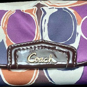 Coach Ashley Satin Scarf Print Monogram C Logo Multicolored Wallet